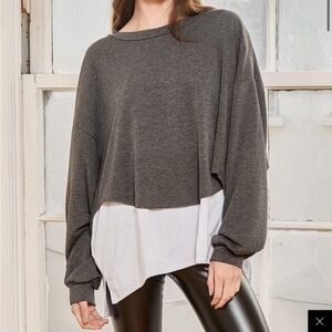 Turn Up the Stereo Charcoal Grey Layered Pullover
Sweater Top